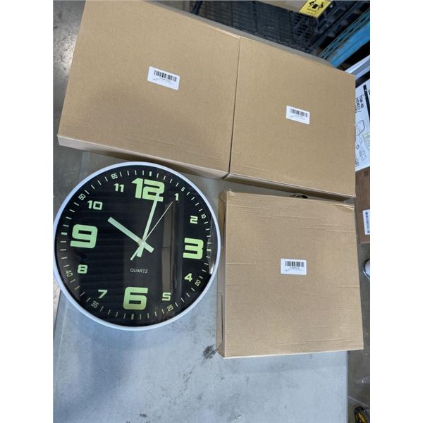 3 NEW 12 INCH WALL CLOCKS