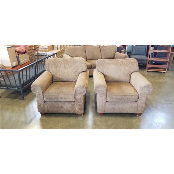 2 WHOLE HOME LIVING ROOM CHAIRS, CLEAN, NO RIPS OR TEARS, VERY COMFORTABLE
