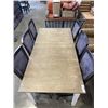 Image 1 : RUSTIC STYLE EXTENDABLE DINING TABLE WITH WOOD GRAIN TOP AND 6 UPHOLSTERED DINING CHAIR