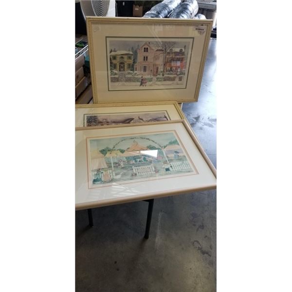 3 SIGNED PRINTS BY H. DOWNING HUNTER - 1 HAS CERTIFICATE