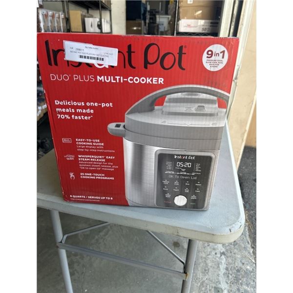 INSTANT POT DUO PLUS 9-IN-1 6QT ELECTRIC PRESSURE COOKER - TESTED WORKING, RETAIL $199
