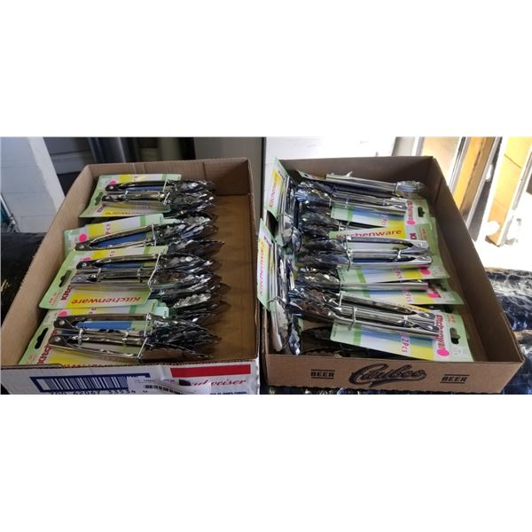 2 TRAYS OF KITCHENWARE FOOD TONGS