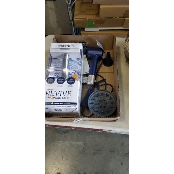 WATERPIK REVIVE SHOWER HEAD AND LAIFEN HAIR DRYER, UNTESTED