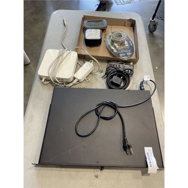 ASSORTED ELECTRONICS INCLUDING BELL ARMORY 200 KEY PADLOCK WITH CABLE, PANAMAX POWER MANAGEMENT & SU