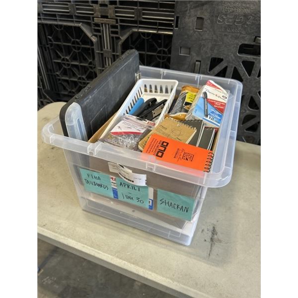 TOTE OF OFFICE SUPPLIES