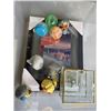 Image 2 : LASKO PRO CERAMIC HEATER AND TOTE OF ASORTED HOUSEHOLD AND COLLECTIBLE ITEMS, ELECTRONICS ETC