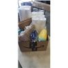 Image 2 : TRAY OF AMAZON OVERSTOCK INCLUDING 2 WATER BOTTLES, INFLATABLE TUMMY TIME MATS, STYROFOAM CUPS