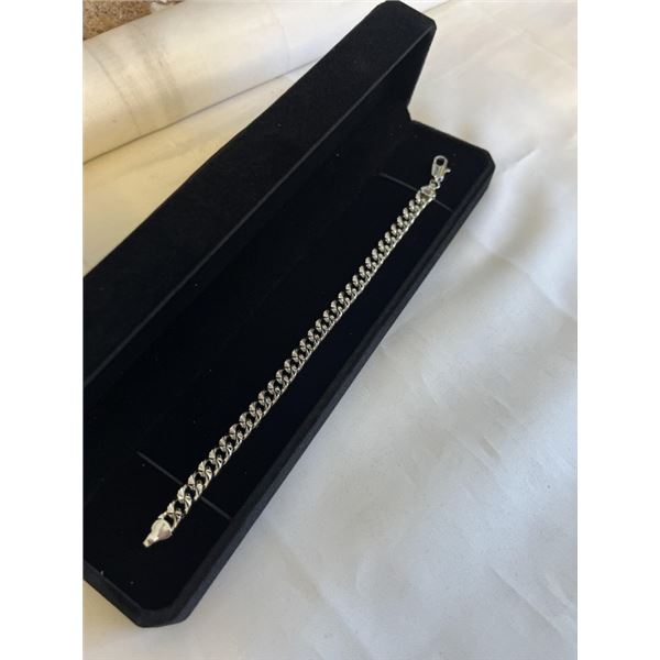 NEW PLATINUM PLATED 7.0MM CUBAN LINK BRACELET 7.5" LONG