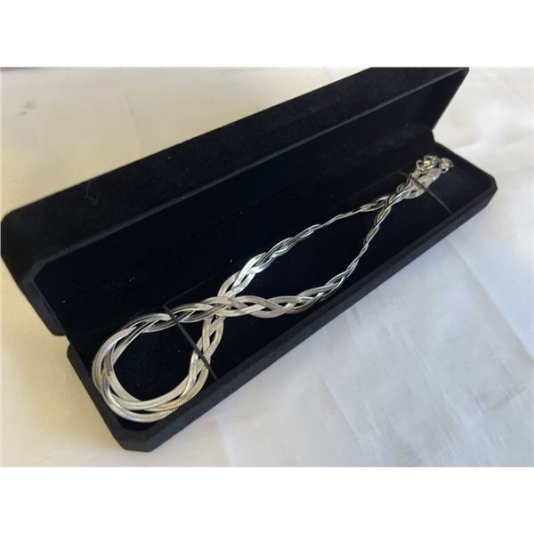 NEW PLATINUM PLATED 9.0MM TRIPLE TWISTED SERPENTINE NECKLACE, 18-19.5" LONG