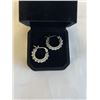 Image 1 : NEW PLATINUM PLATED 2.4CT EACH SIMULATED DIAMOND (CZ) HUGGIE EARRINGS