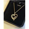 Image 2 : NEW 18K GOLD PLATED 25.0MM SIMULATED DIAMOND (CZ) MOM HEART NECKLACE 18" LONG