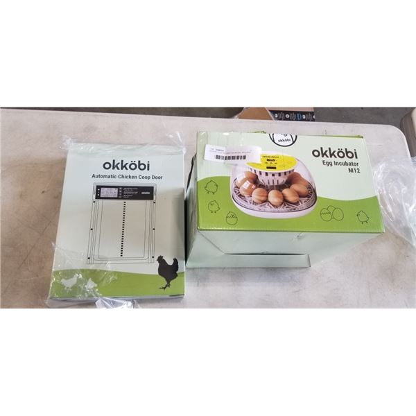 OKKOBI EGG INCUBATOR MODEL M12 AND OKKOBI AUTOMATIC CHICKEN COOP DOOR