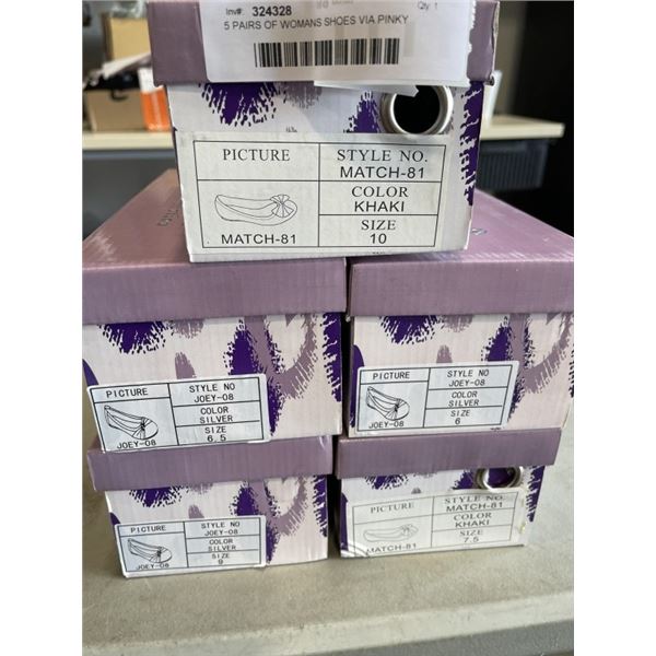 5 PAIRS OF WOMANS SHOES VIA PINKY COLLECTION