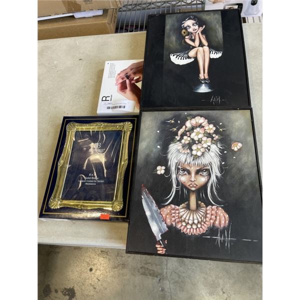 2 ANGELINA WRONA ARTWORKS, RING SIZEING KIT, AND PICTURE FRAME
