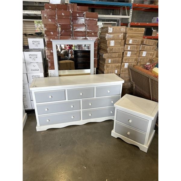 2 TONE DRESSER AND MATCHING NIGHT STAND