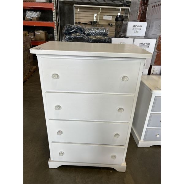 WHITE 4 DRAWER HIGHBOY DRESSER
