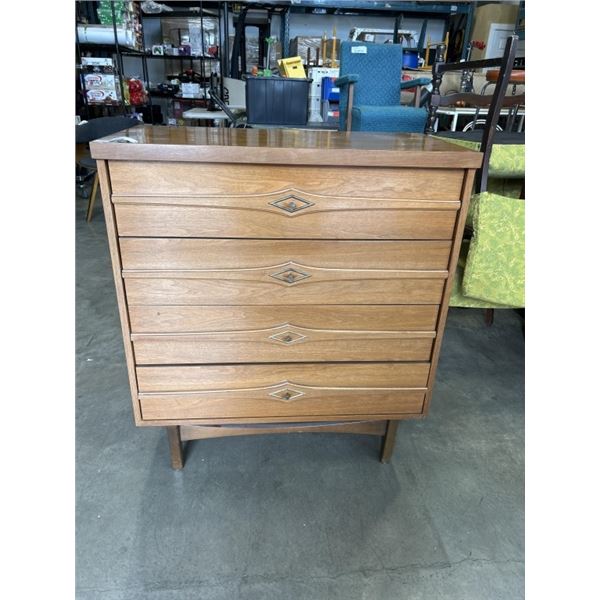 MCM SOLID WALNUT 4 DRAWER DRESSER