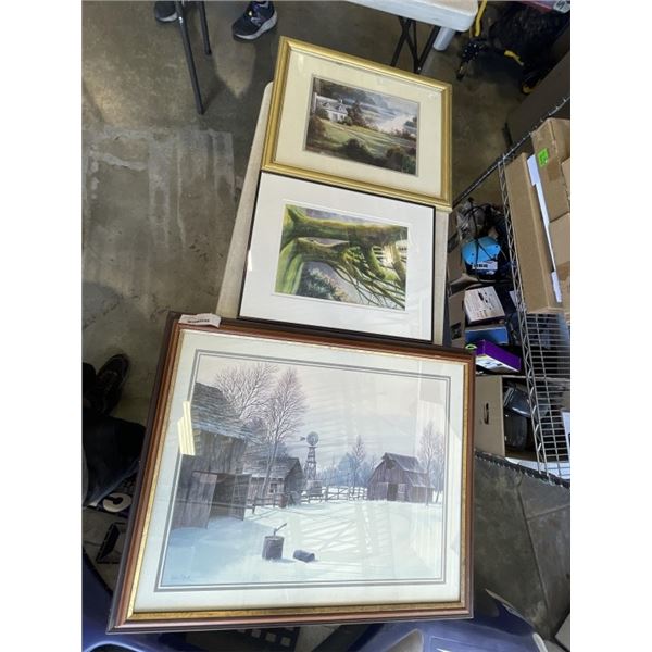 3 FRAMED PRINTS - 2 SIGNED