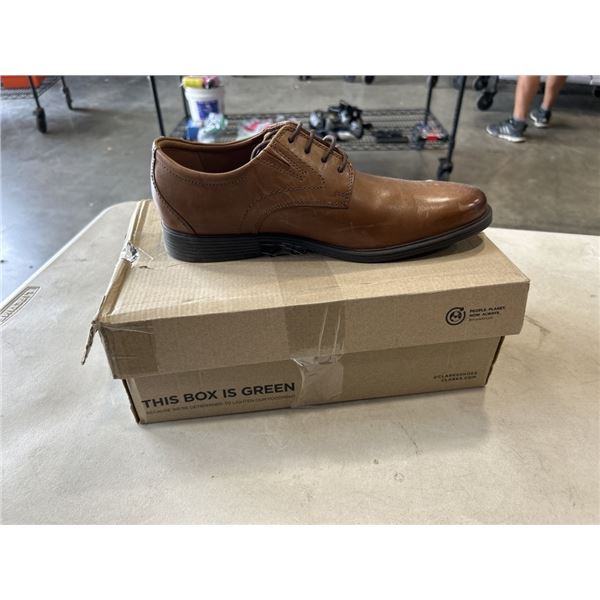 CLARKS COLLECTION MENS WHIDDON PLAIN DARK TAN LEATHER SHOES. SIZE 9.5 M