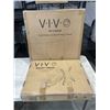 Image 1 : VIVO GRAY CLAMP-ON DESK PRIVACY PANEL AND VIVO SILVER PNEUMATIC ARM TV WALL MOUNT