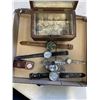 Image 2 : CARVED WOODEN BOX, ASSORTED COLLECTOR COINS AND WATCHES