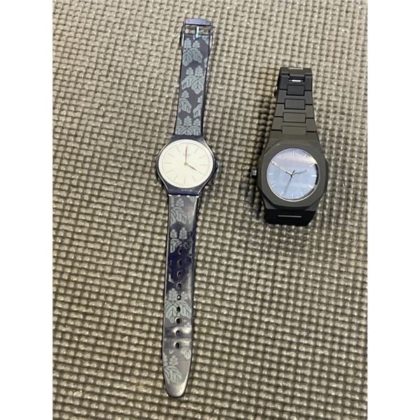 LADIES SWATCH WATCH AND BLACK WATCH