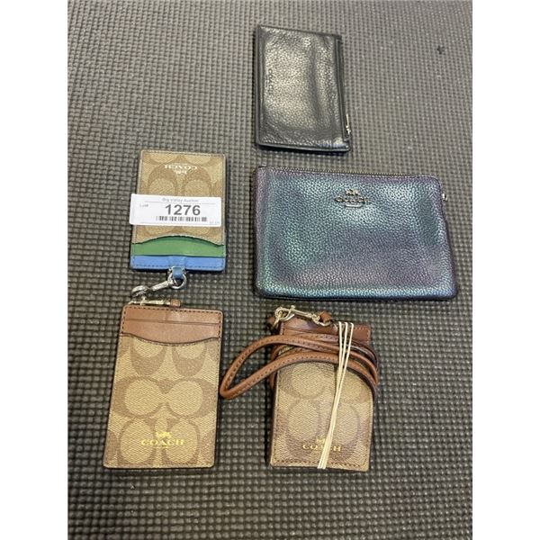 2 COACH WALLETS AND 3 ID HOLDERS. UNAUTHENTICATED
