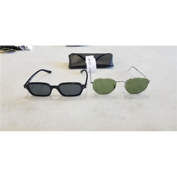 2 PAIRS OF RAYBANS WITH CASE. 1 IS POLARIZED
