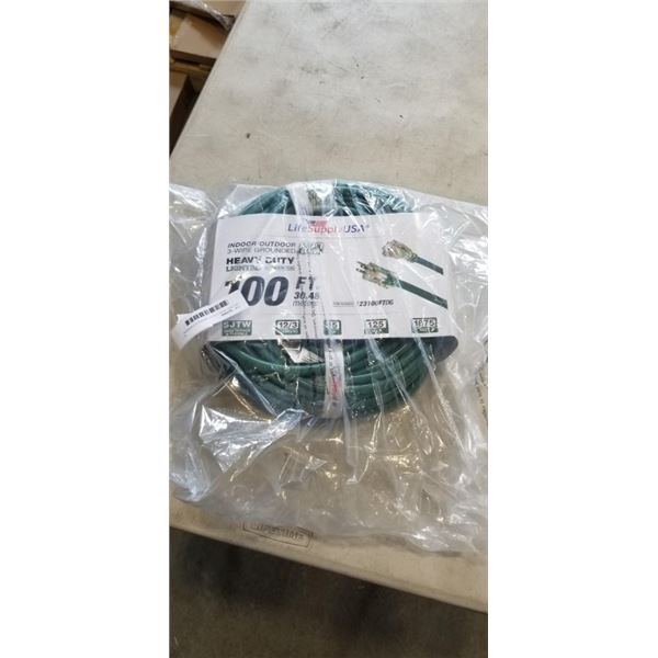 100 FEET HEAVY DUTY GREEN EXTENSION CORD. 12AWGX3C