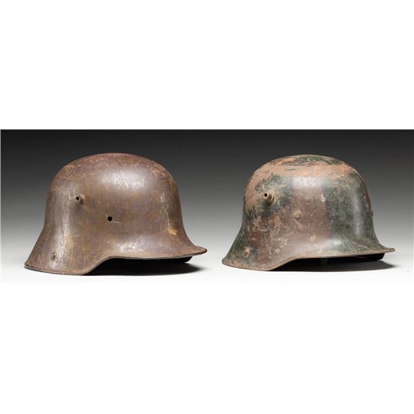 2 WWI GERMAN HELMETS.