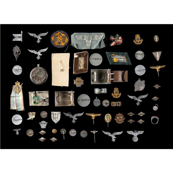WWI & WWII GERMAN BUCKLES, PINS. EAGLES, AND MORE.