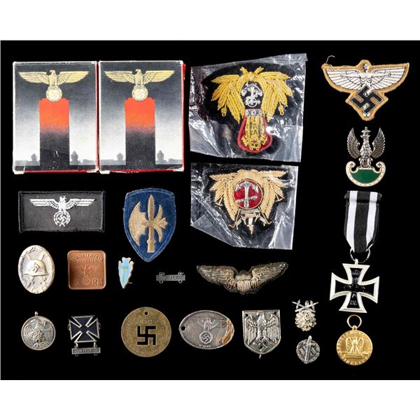 LOT OF WWII STYLE GERMAN ITEMS & VARIOUS MILITARIA