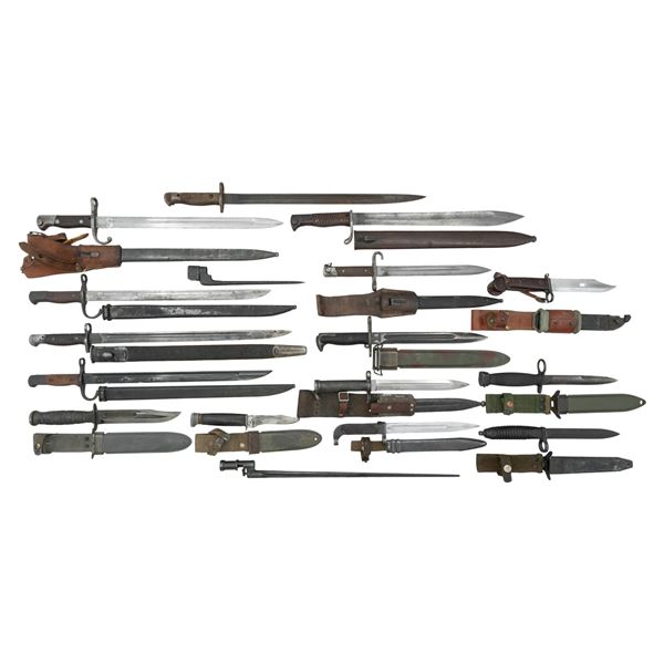 LOT OF 17 BAYONETS & KNIVES.