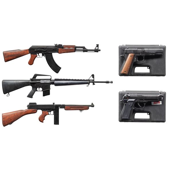 3 DENIX REPLICAS & 2 BRUNI BLANK FIRING GUNS.