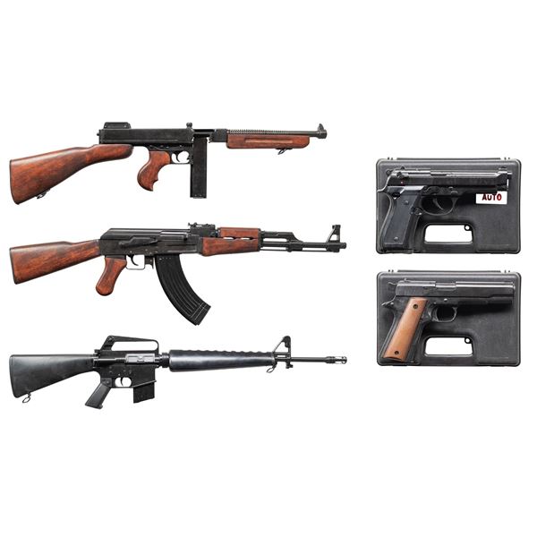 3 DENIX REPLICAS & 2 BRUNI BLANK FIRING GUNS.