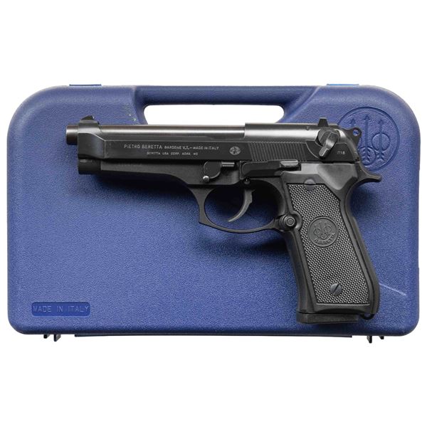 BERETTA 92FS SEMI AUTO PISTOL WITH MATCHING BOX.