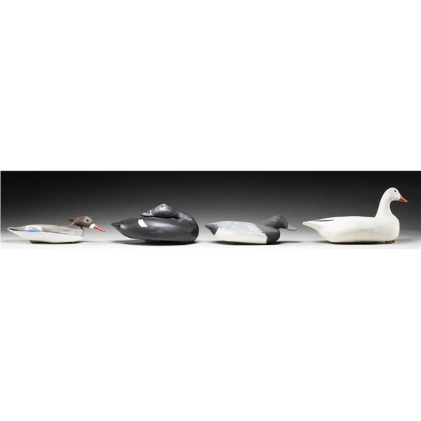 4 ROBERT HOLZWORTH WOODEN WORKING DECOYS.