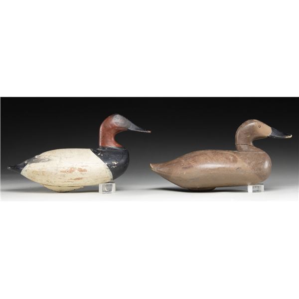 2 MADISON MITCHELL REDHEAD WOODEN DECOYS.