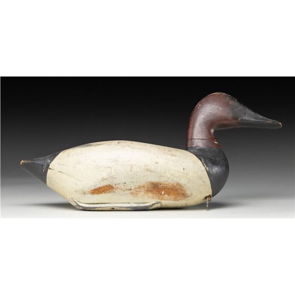 WOODEN CANVASBACK DECOY.