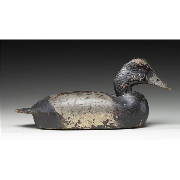 NJ MARKED WOODEN DECOY.