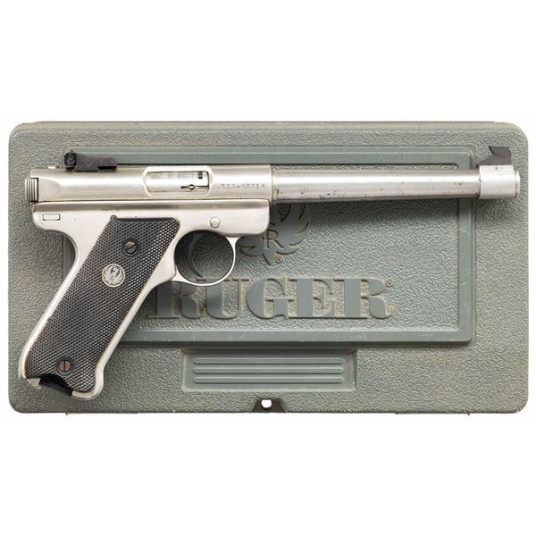RUGER MARK II STAINLESS SEMI AUTO PISTOL.
