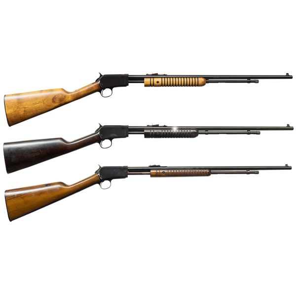 3 ROSSI MODEL 62 PUMP ACTION RIMFIRE RIFLES.