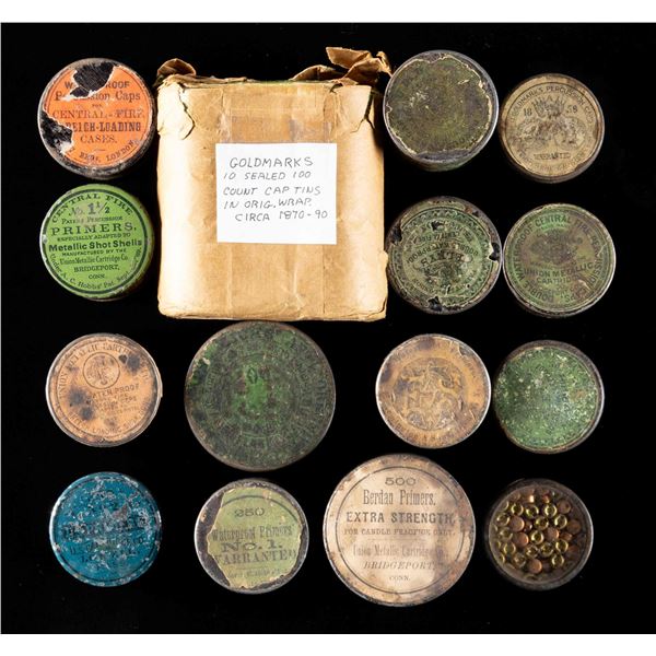 LARGE GROUP OF CAP TINS & EARLY PRIMERS.