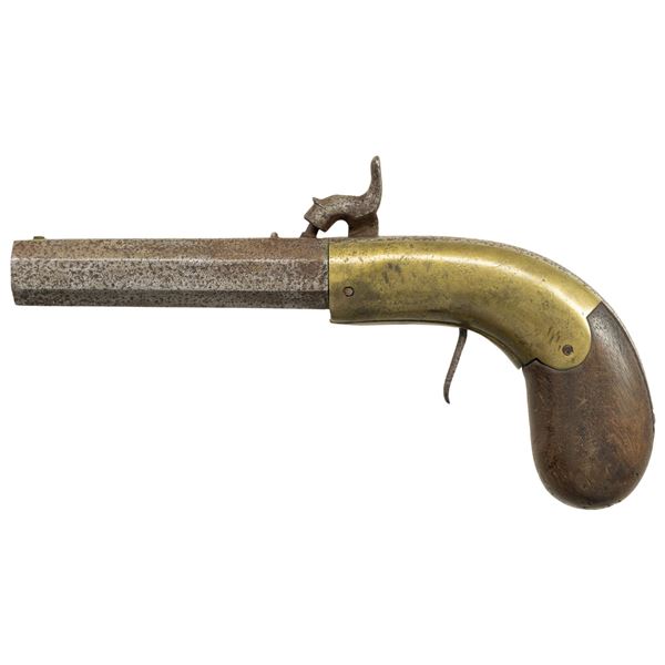 UNMARKED PERCUSSION BRASS FRAMED PISTOL.
