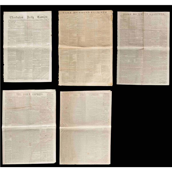 GROUP OF FIVE SCARCE CONFEDERATE CIVIL WAR