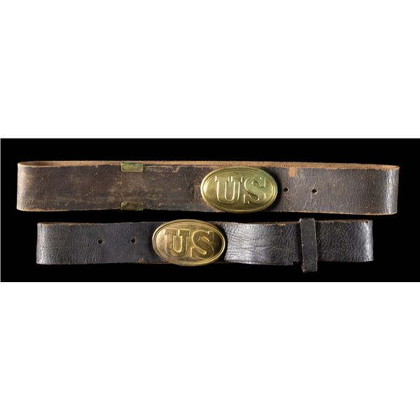 TWO CIVIL WAR ENLISTED BELTS & U.S. BUCKLES.