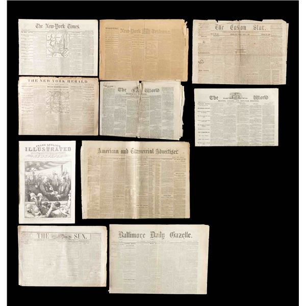 GROUP OF TEN CIVIL WAR RELATED NEWSPAPERS.