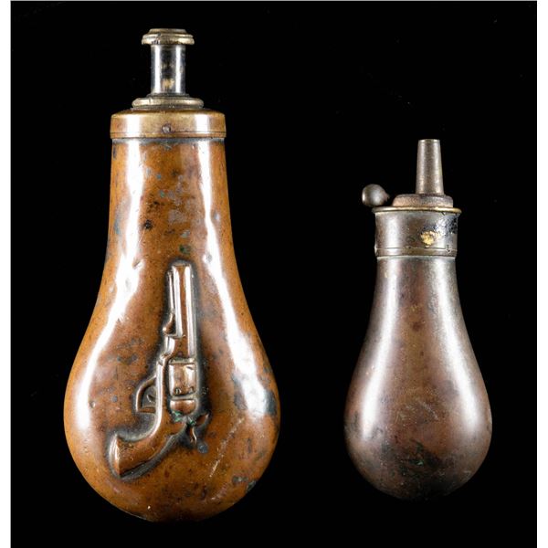SCARCE PLUNGER TOP PISTOL FLASK.