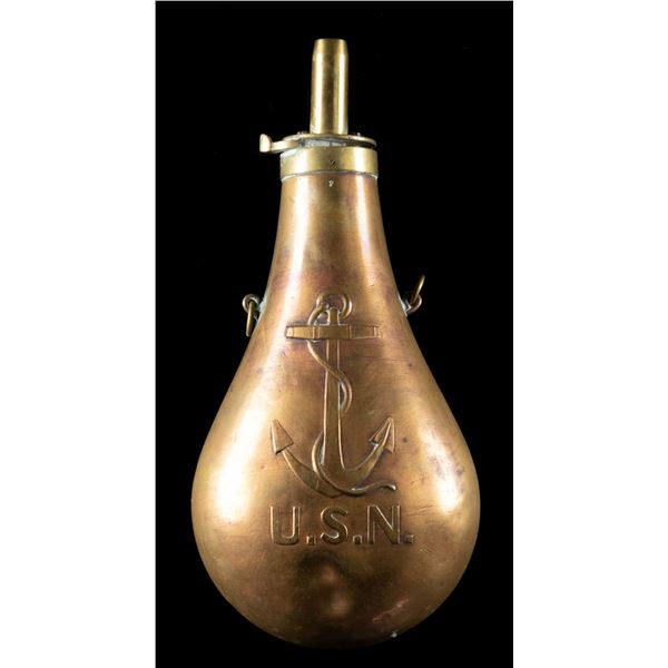 SCARCE AMES 1843 DATED NAVY RIFLE FLASK.