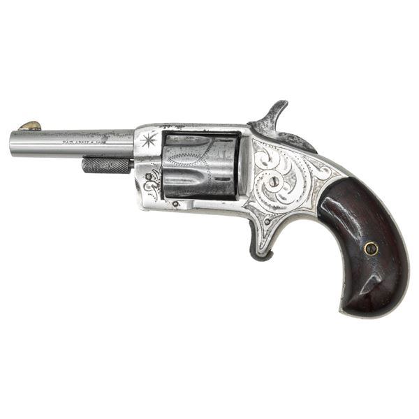 ENGRAVED HOOD / NY PISTOL CO. MOHEGAN REVOLVER.